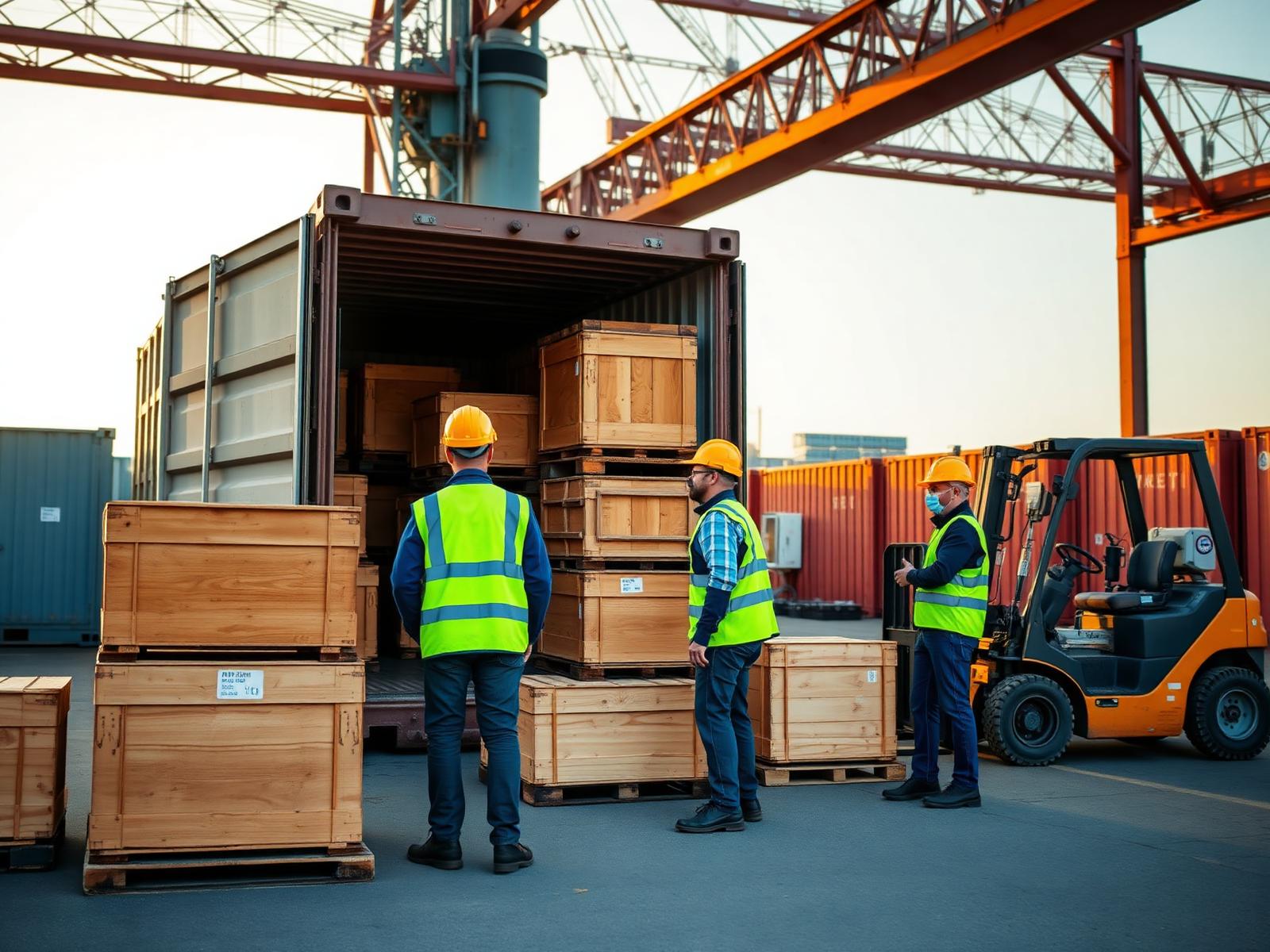 Export crates being loaded for despatch