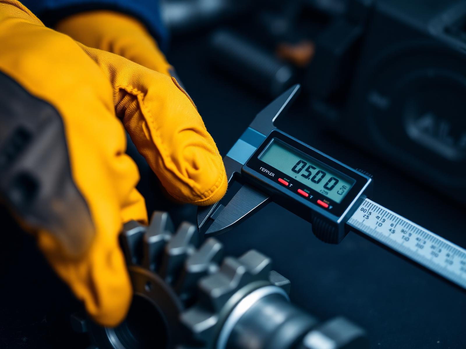 Measuring a machined component during quality inspection